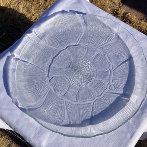 Acoroc Fleur Elegant Clear Glass Torte Plate 13"